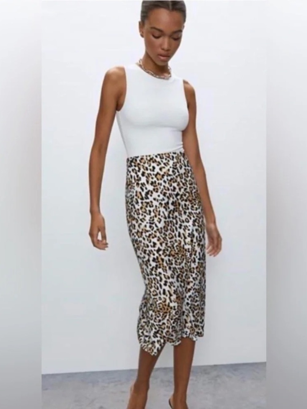 Aritzia Babaton Leopard Print Midi Slip Skirt Size 0